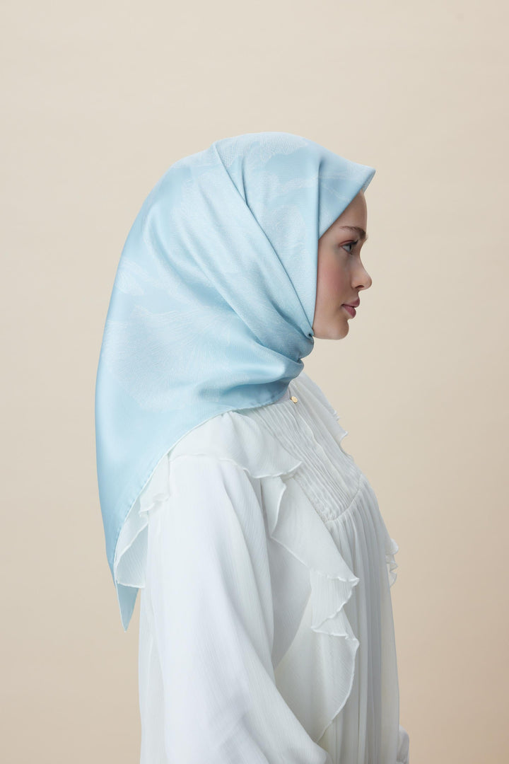 FARAH MULBERRY İPEK EŞARP 90*90 CM - AÇIK MAVİ - Görsel 4