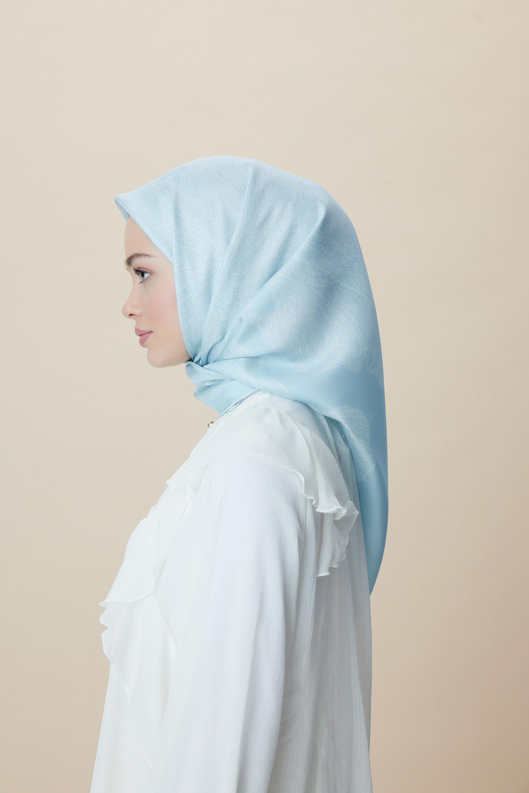 FARAH MULBERRY İPEK EŞARP 90*90 CM - AÇIK MAVİ - Görsel 2