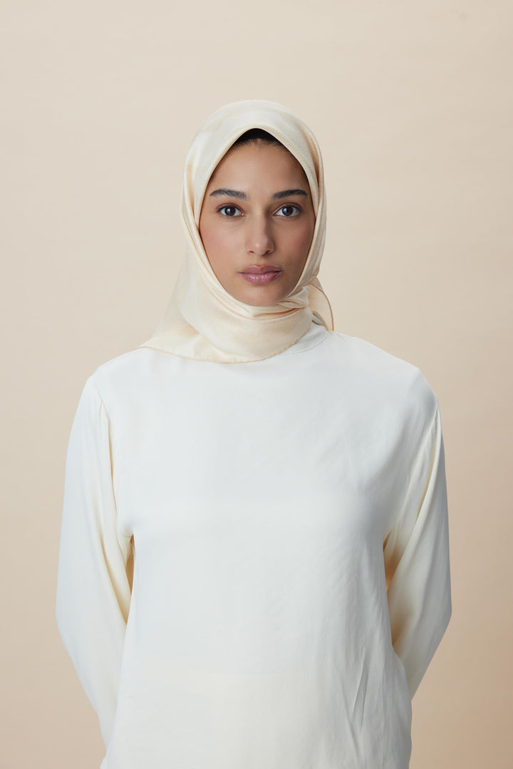 FARAH MULBERRY İPEK EŞARP 90*90 CM - AÇIK ŞEFTALİ - Görsel 3