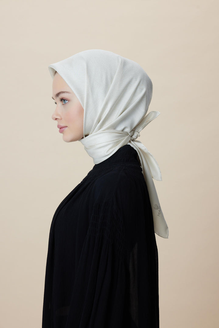 FARAH MULBERRY İPEK EŞARP 90*90 CM - FİLDİŞİ - Görsel 4