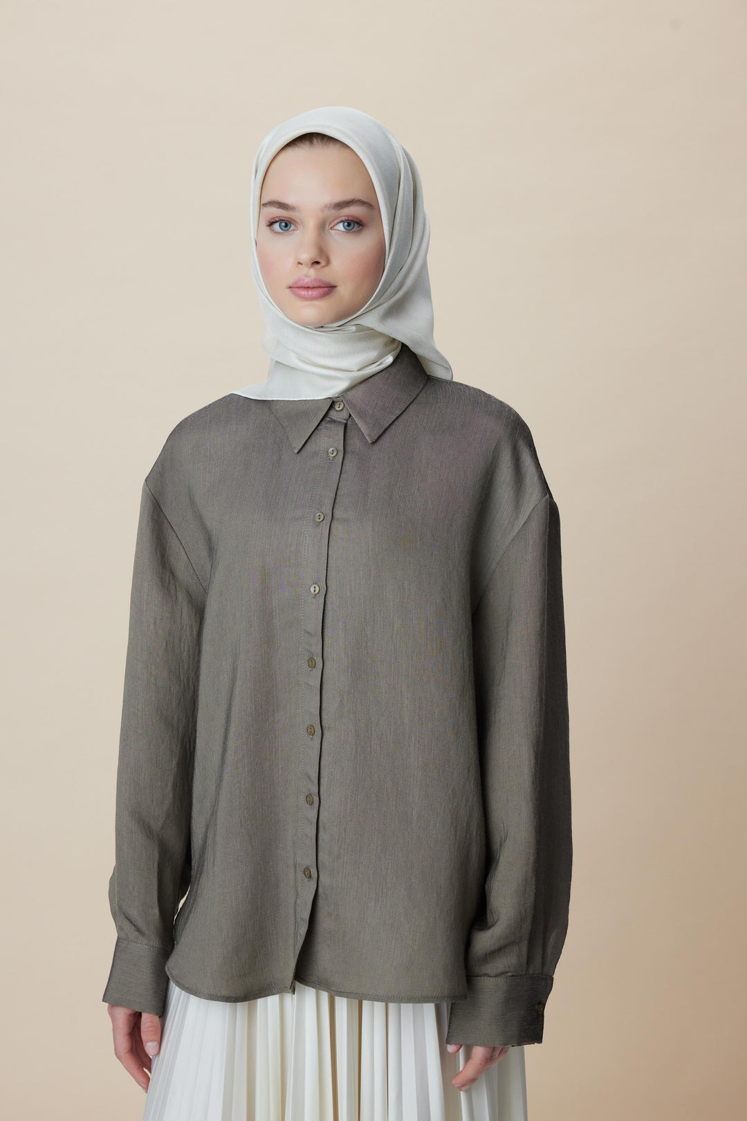 FARAH MULBERRY İPEK EŞARP 90*90 CM - FİLDİŞİ - Görsel 9