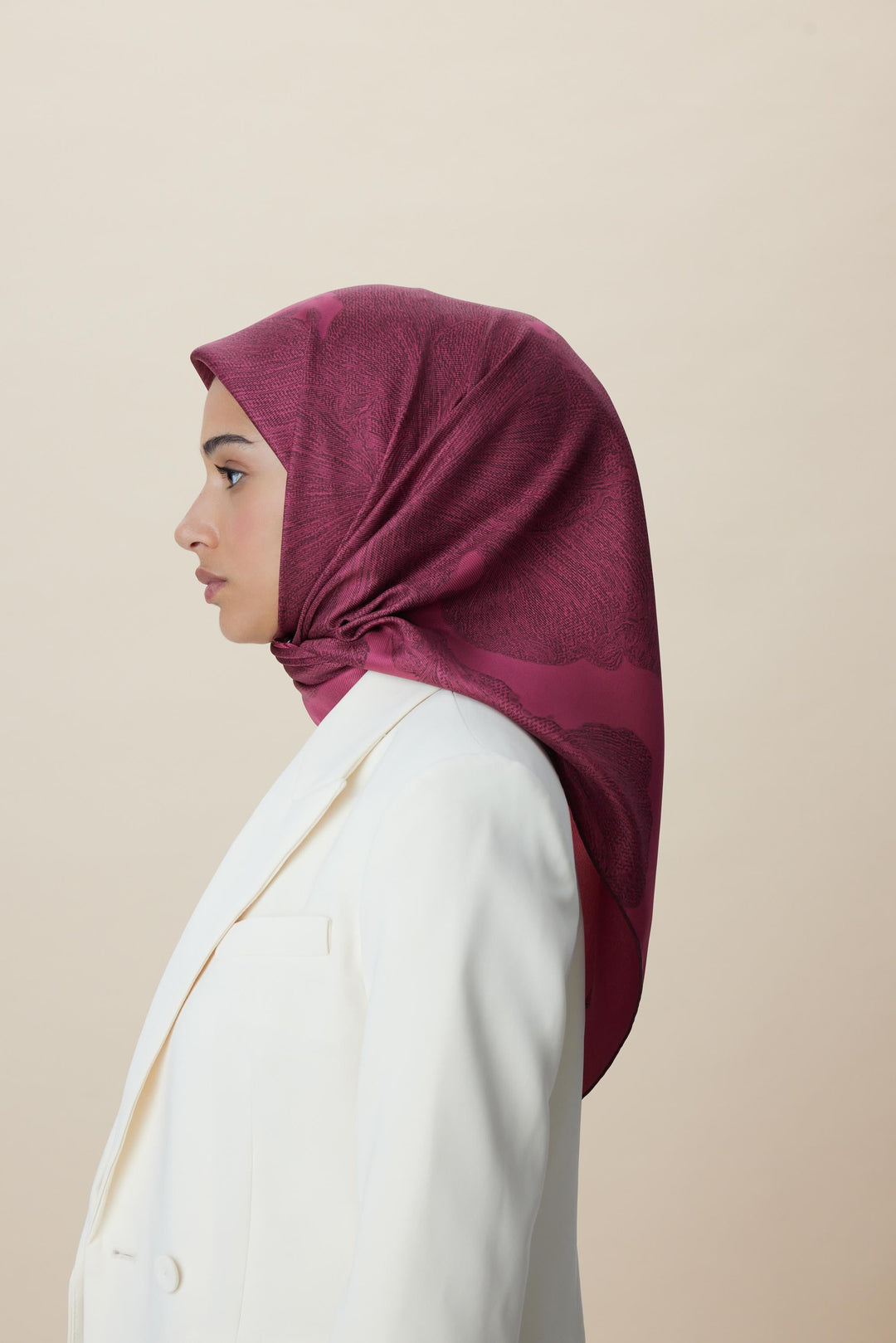 FARAH MULBERRY İPEK EŞARP 90*90 CM - GÜL KURUSU - Görsel 4