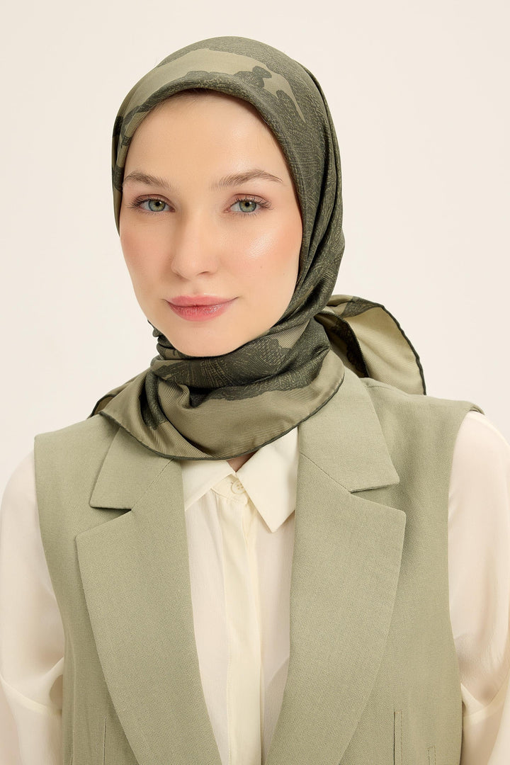 Maisa Farah Mulberry İpek Eşarp - Haki