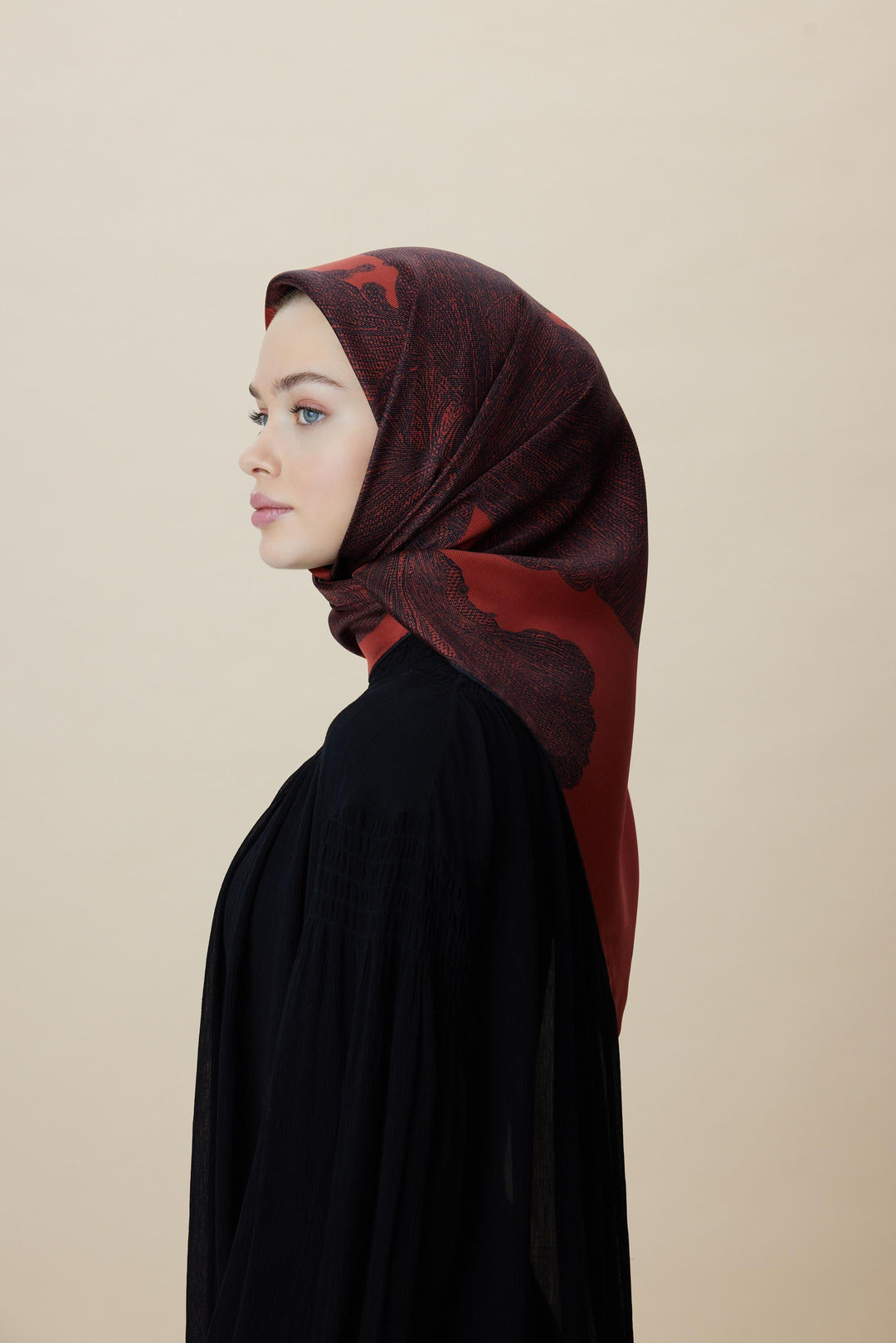 FARAH MULBERRY İPEK EŞARP 90*90 CM - KIRMIZI - Görsel 4