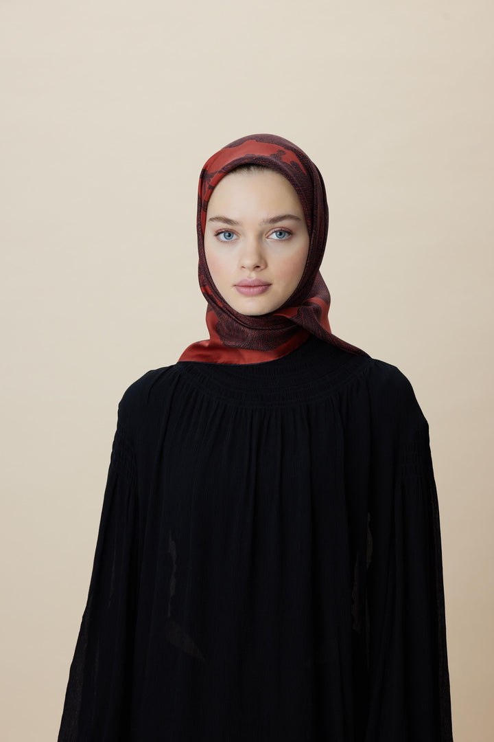 FARAH MULBERRY İPEK EŞARP 90*90 CM - KIRMIZI - Görsel 2