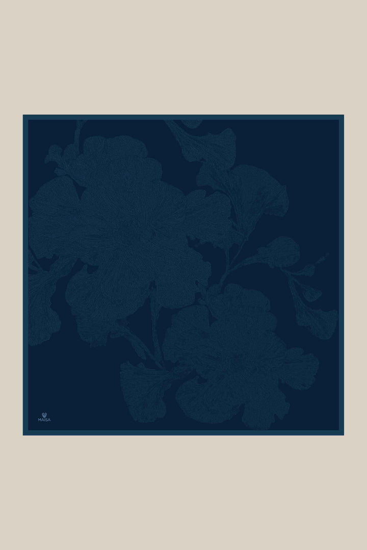 FARAH MULBERRY İPEK EŞARP 90*90 CM - KOYU MAVİ - Görsel 7