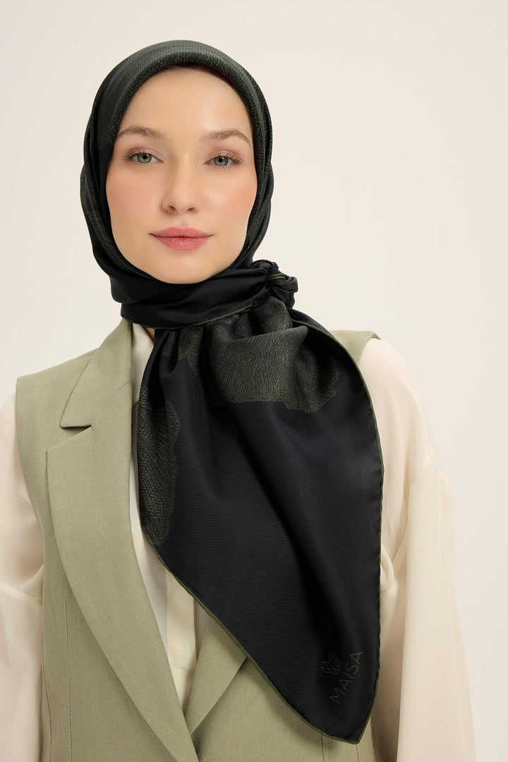 Maisa Farah Mulberry İpek Eşarp - Koyu Yeşil