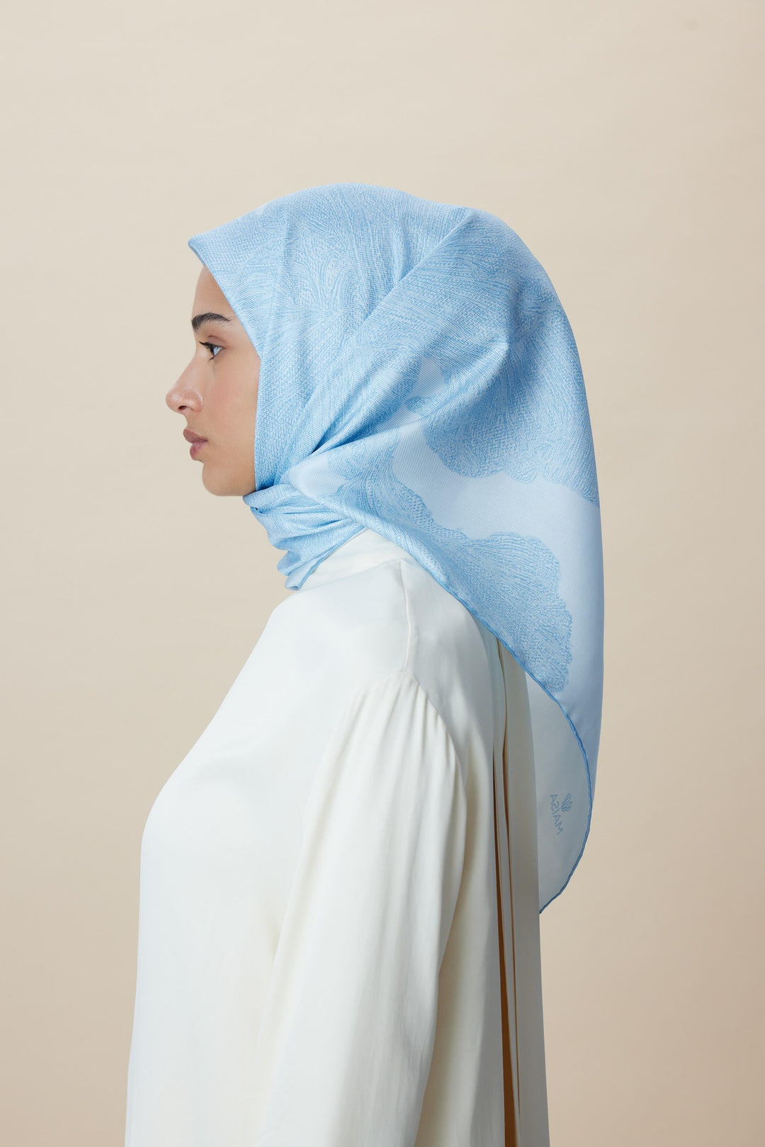 FARAH MULBERRY İPEK EŞARP 90*90 CM - MAVİ - Görsel 4
