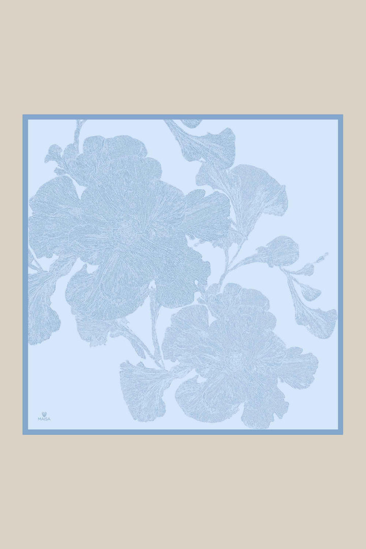 FARAH MULBERRY İPEK EŞARP 90*90 CM - MAVİ - Görsel 8