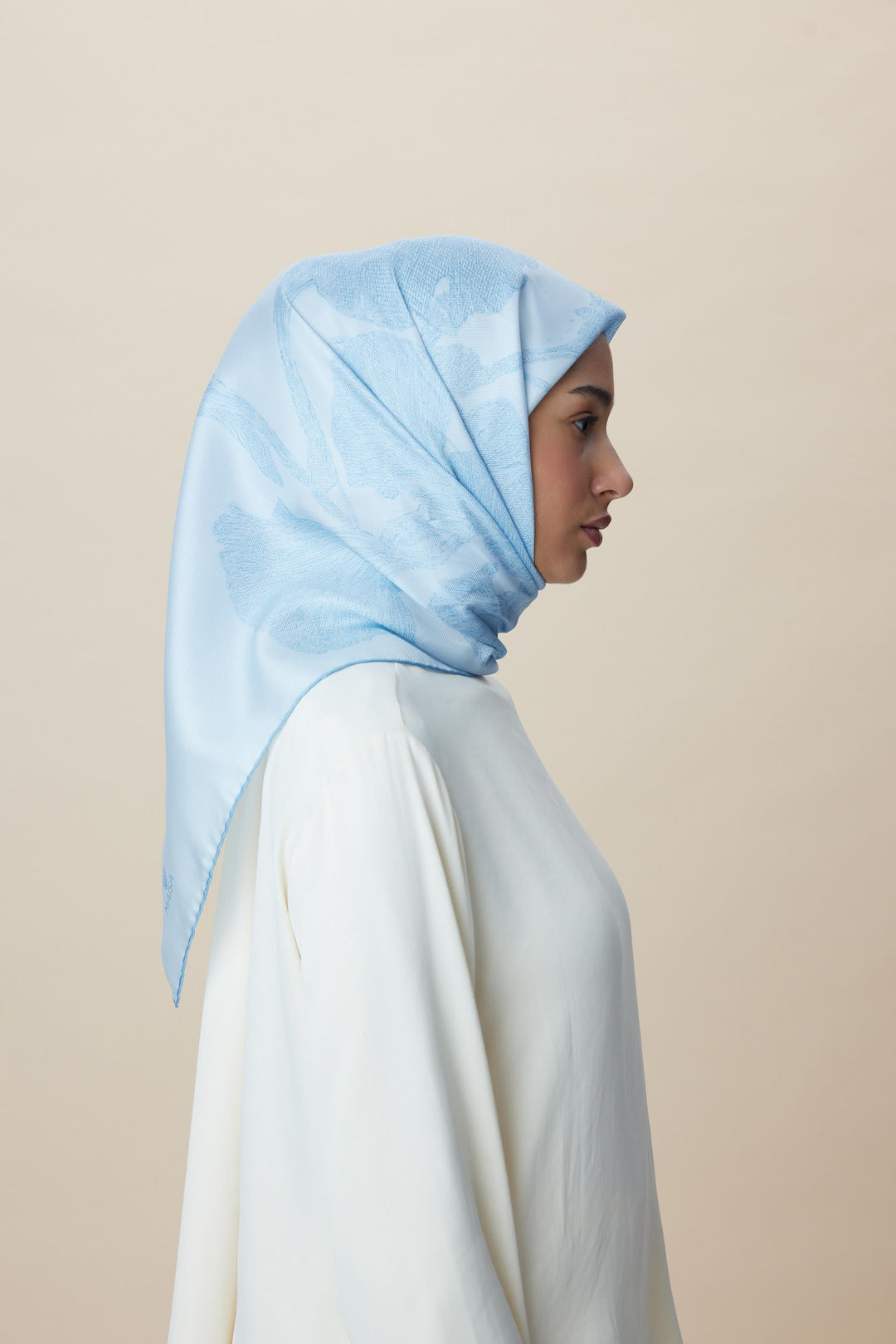 FARAH MULBERRY İPEK EŞARP 90*90 CM - MAVİ - Görsel 3
