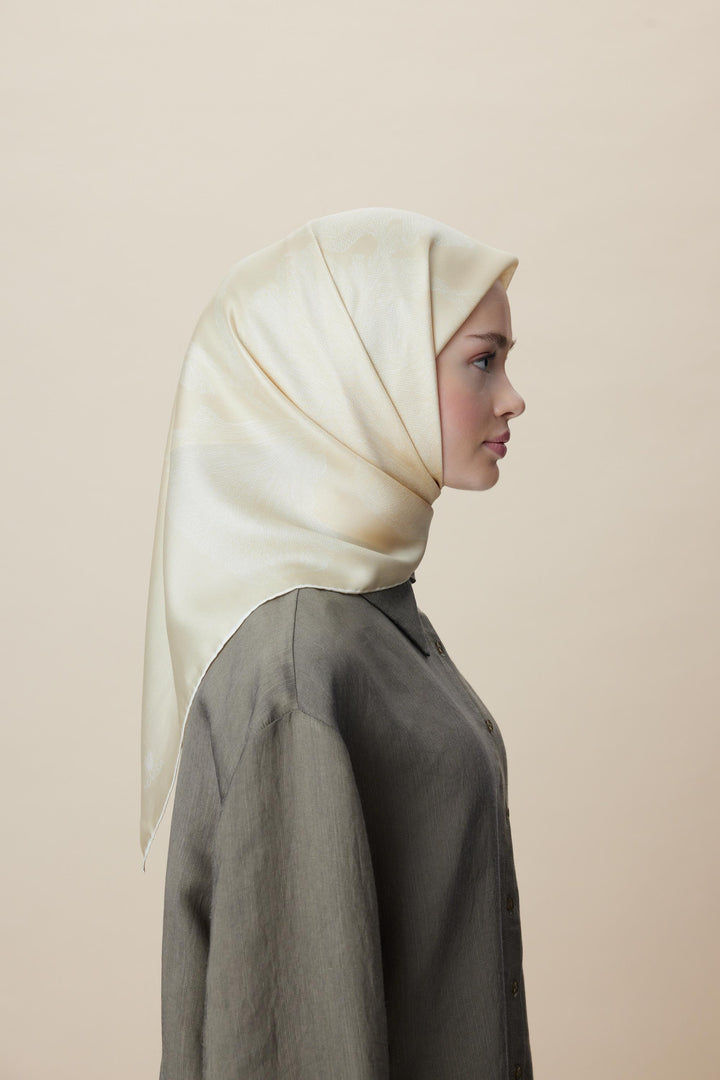 FARAH MULBERRY İPEK EŞARP 90*90 CM - SARI - Görsel 7