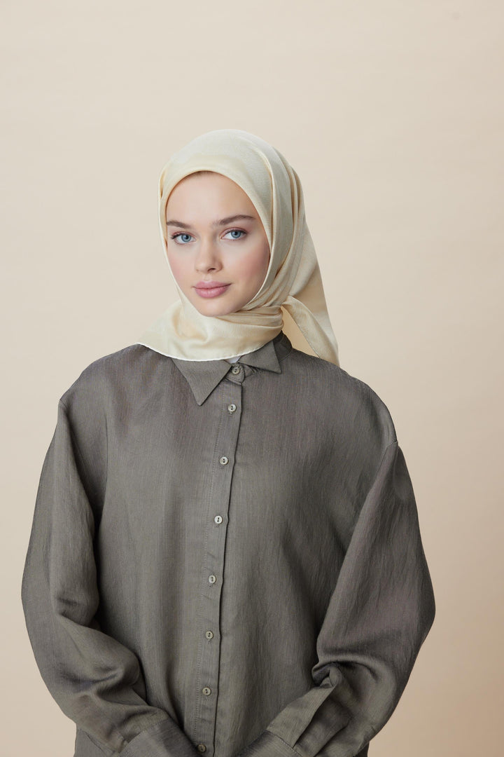 FARAH MULBERRY İPEK EŞARP 90*90 CM - SARI - Görsel 2