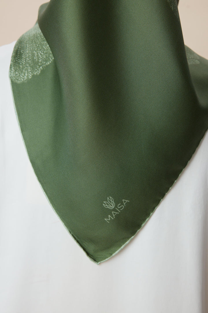 FARAH MULBERRY İPEK EŞARP 90*90 CM - YEŞİL - Görsel 8