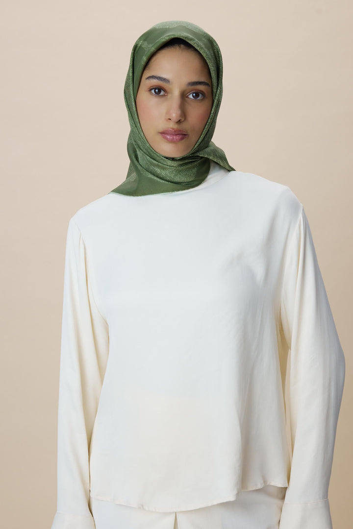 FARAH MULBERRY İPEK EŞARP 90*90 CM - YEŞİL - Görsel 3