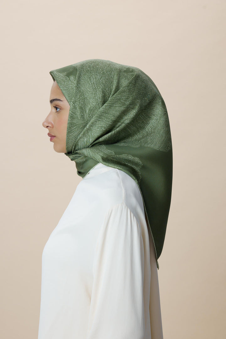 FARAH MULBERRY İPEK EŞARP 90*90 CM - YEŞİL - Görsel 5