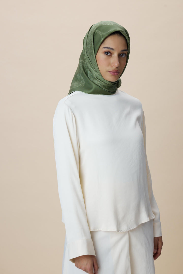 FARAH MULBERRY İPEK EŞARP 90*90 CM - YEŞİL - Görsel 2
