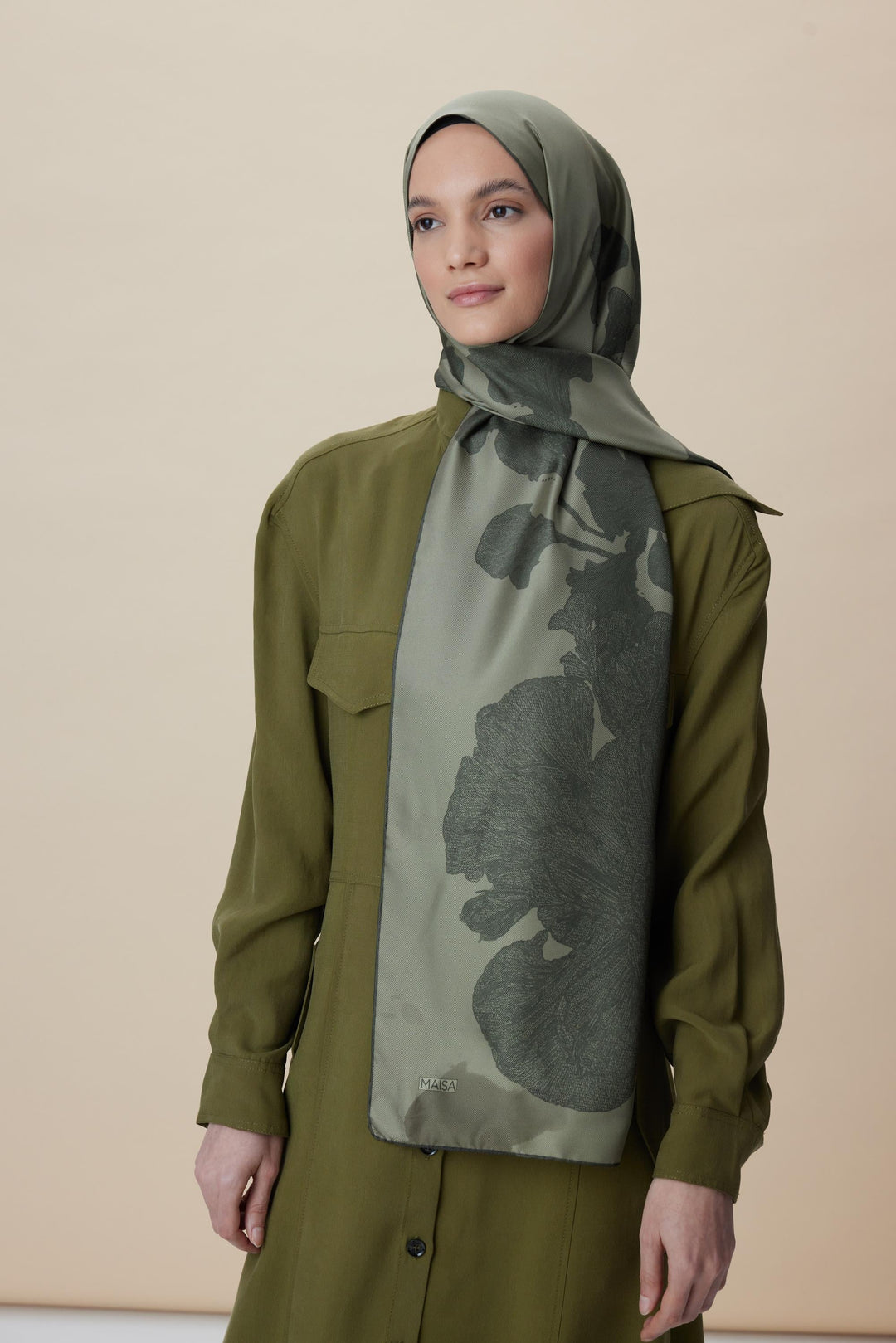 Maisa FARAH MULBERRY İPEK ŞAL 70*190 - HAKİ