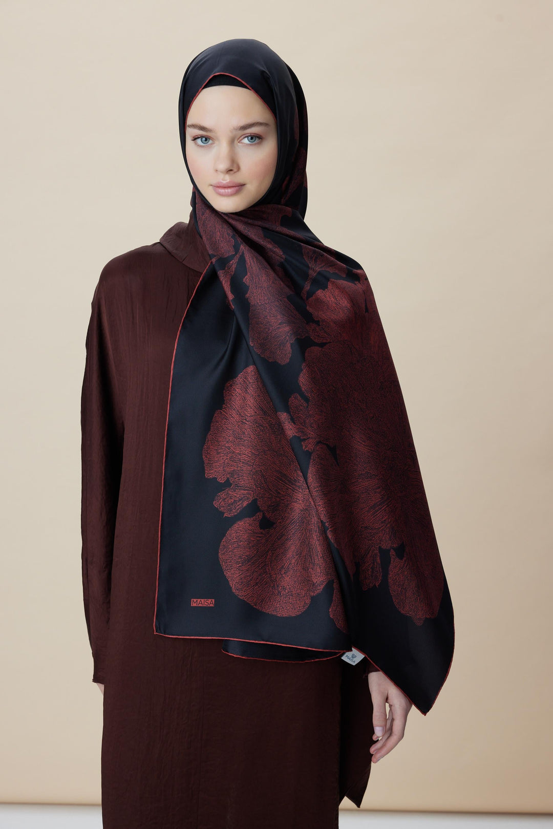 Maisa FARAH MULBERRY İPEK ŞAL 70*190 - KIRMIZI