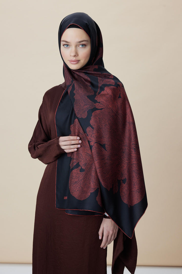 Maisa FARAH MULBERRY İPEK ŞAL 70*190 - KIRMIZI