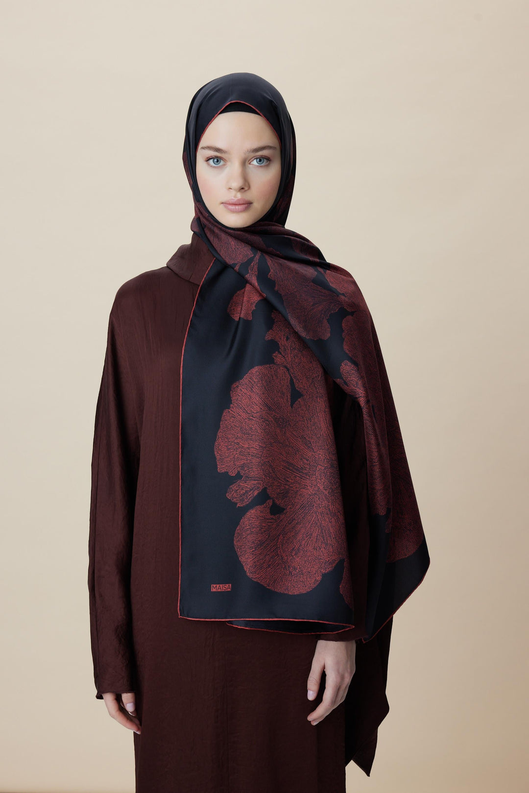 Maisa FARAH MULBERRY İPEK ŞAL 70*190 - KIRMIZI