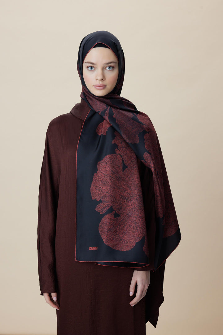 Maisa FARAH MULBERRY İPEK ŞAL 70*190 - KIRMIZI