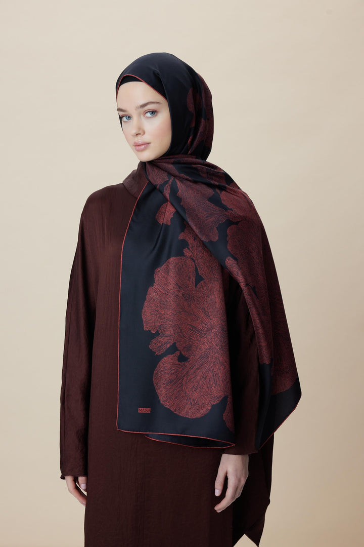 Maisa FARAH MULBERRY İPEK ŞAL 70*190 - KIRMIZI