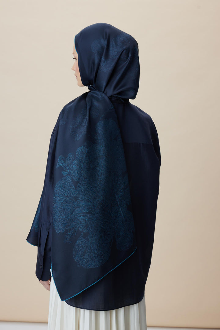 Maisa FARAH MULBERRY İPEK ŞAL 70*190 - KOYU MAVİ