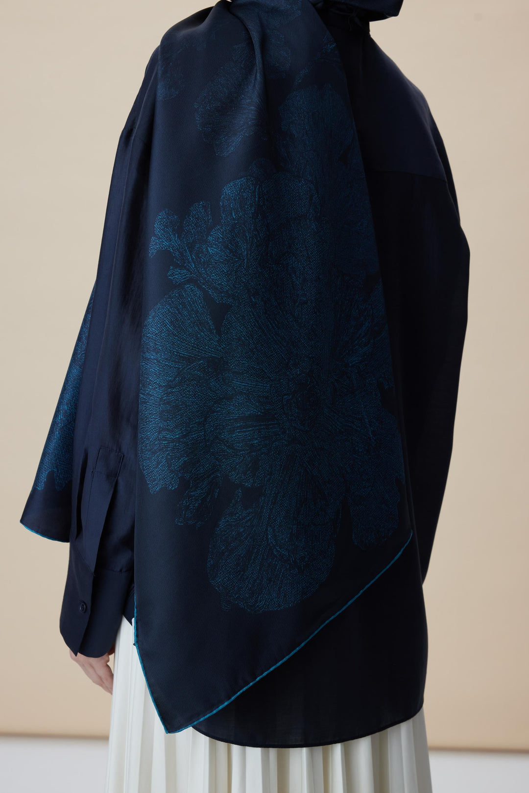 Maisa FARAH MULBERRY İPEK ŞAL 70*190 - KOYU MAVİ