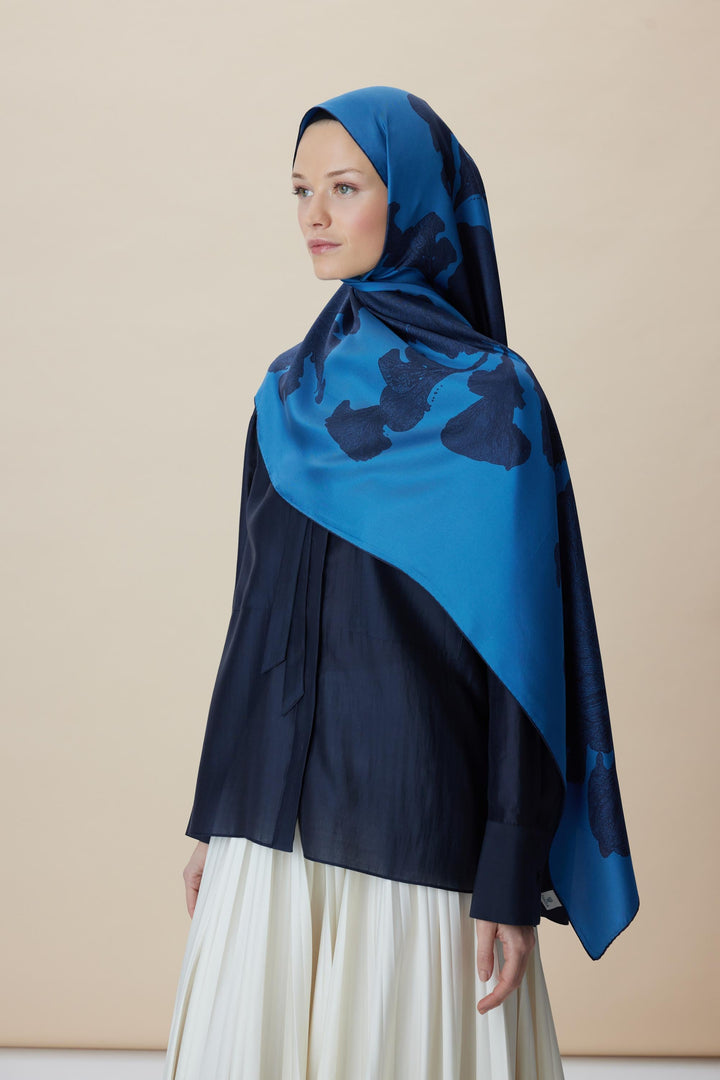 Maisa FARAH MULBERRY İPEK ŞAL 70*190 - MAVİ