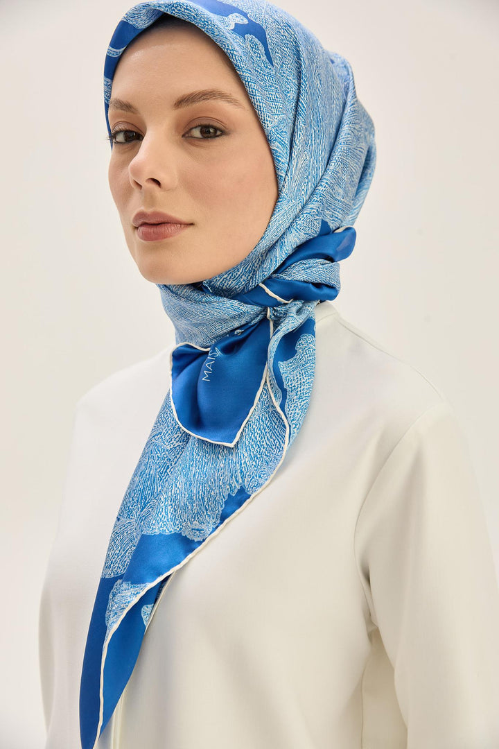 Maisa Farah Sura İpek Eşarp - Koyu Mavi