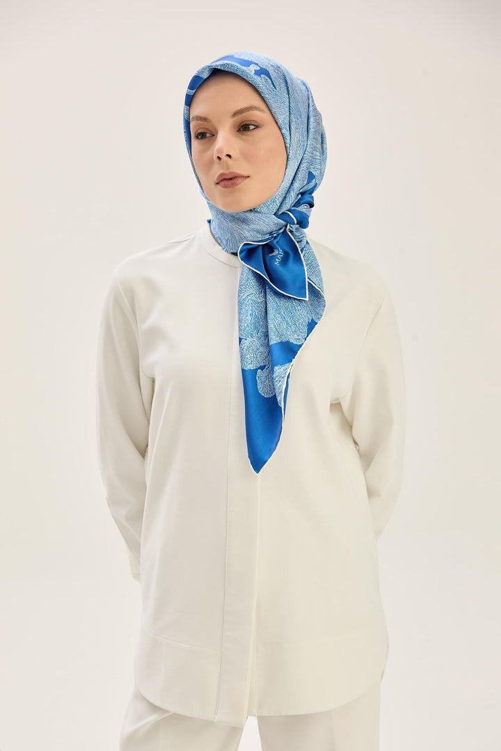 Maisa Farah Sura İpek Eşarp - Koyu Mavi