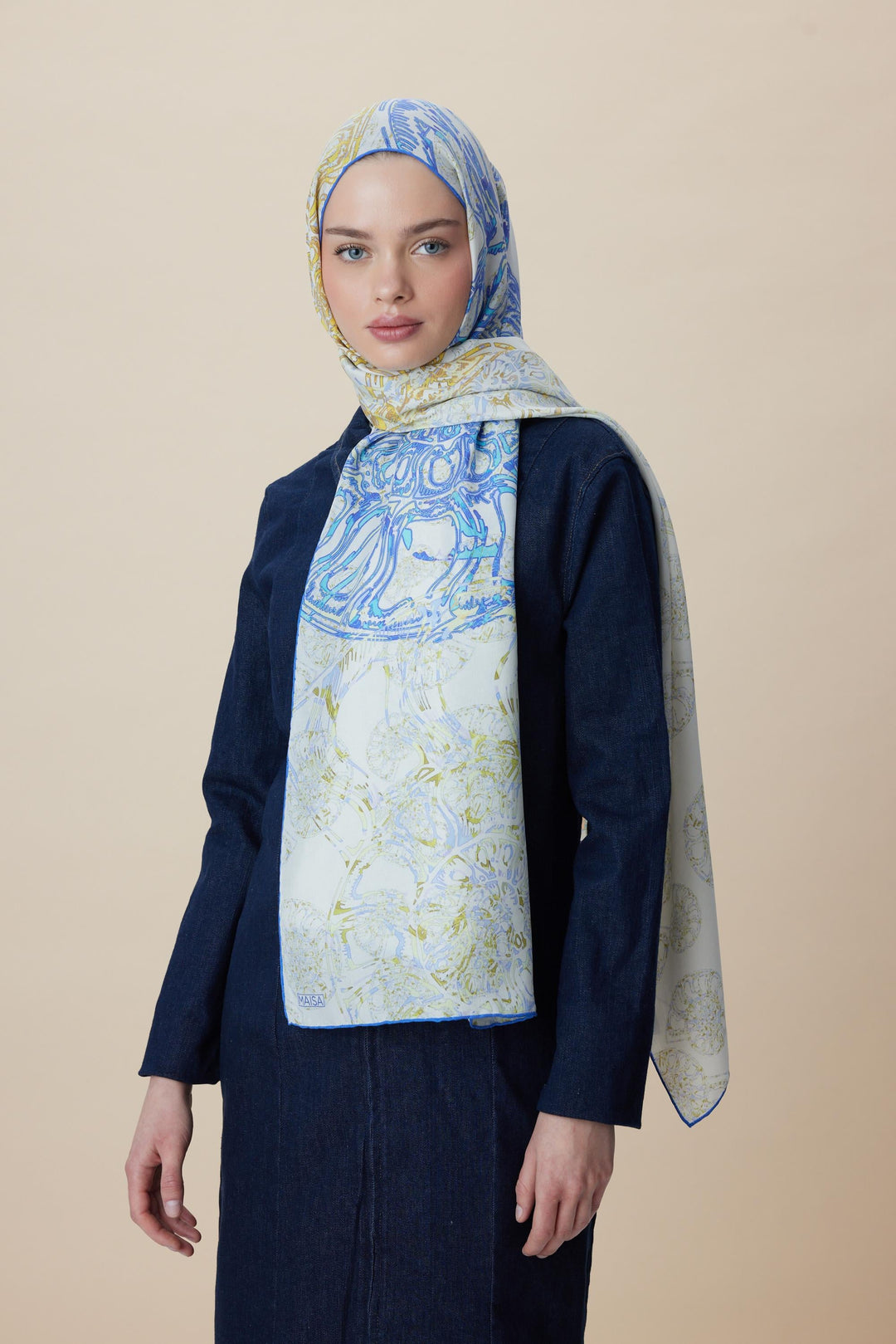 Maisa FASL PAMUK İPEK ŞAL 70*190 CM - EKRU