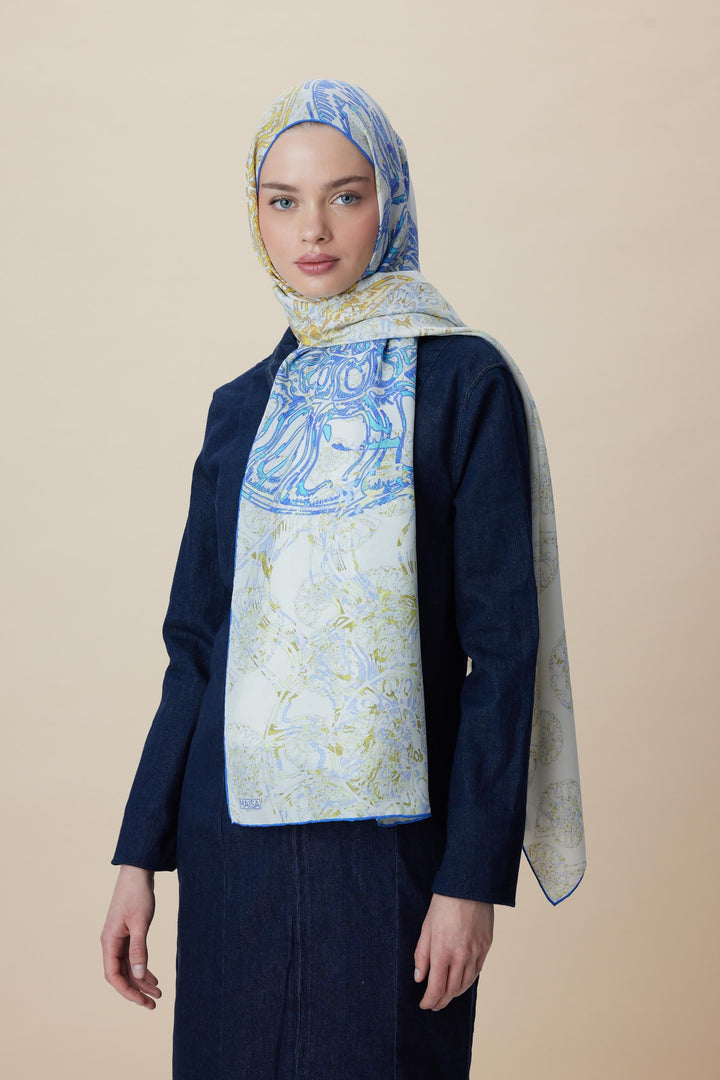 Maisa FASL PAMUK İPEK ŞAL 70*190 CM - EKRU