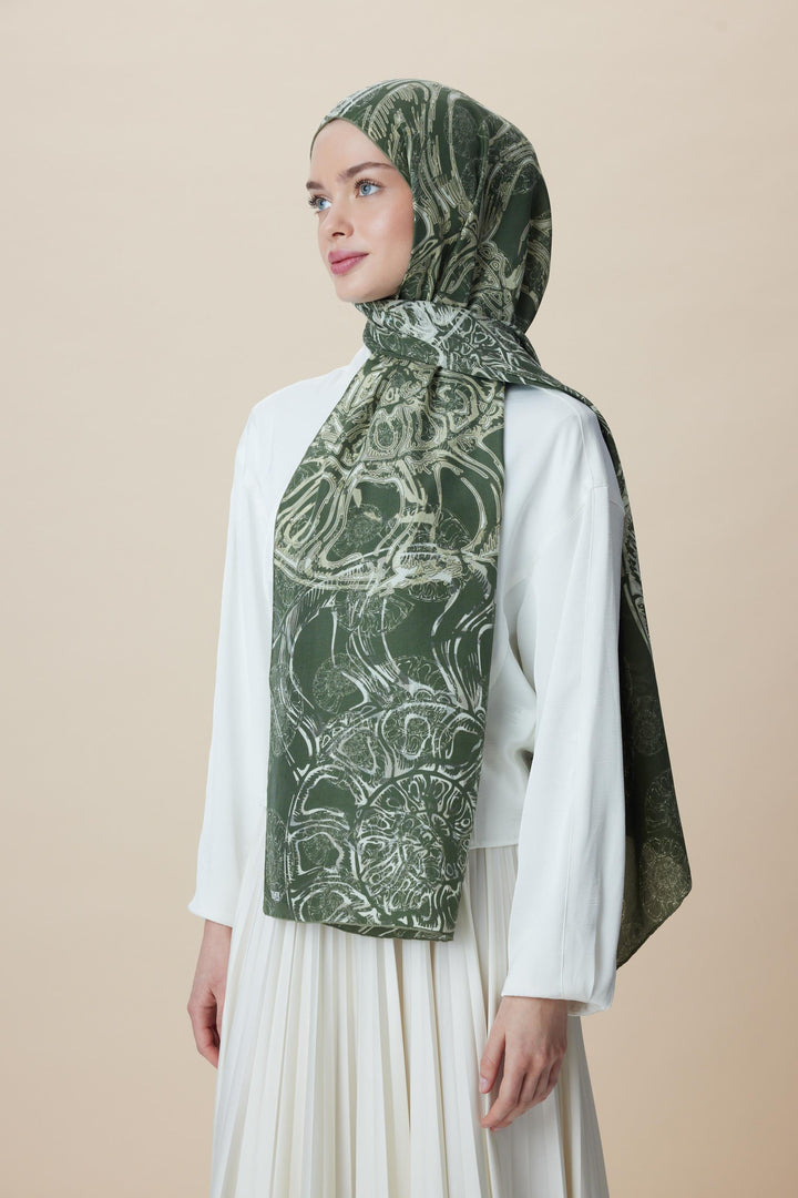 Maisa FASL PAMUK İPEK ŞAL 70*190 CM - HAKİ