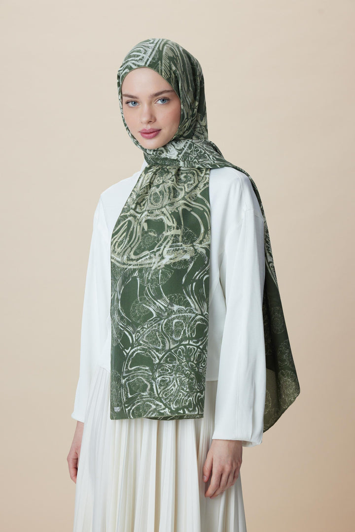 Maisa FASL PAMUK İPEK ŞAL 70*190 CM - HAKİ