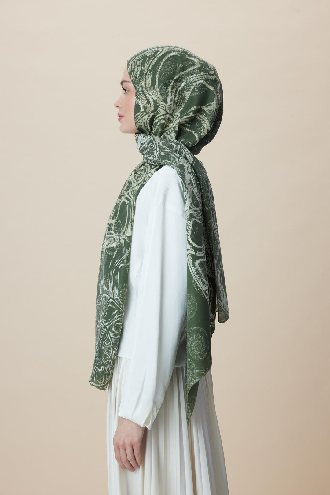 Maisa FASL PAMUK İPEK ŞAL 70*190 CM - HAKİ