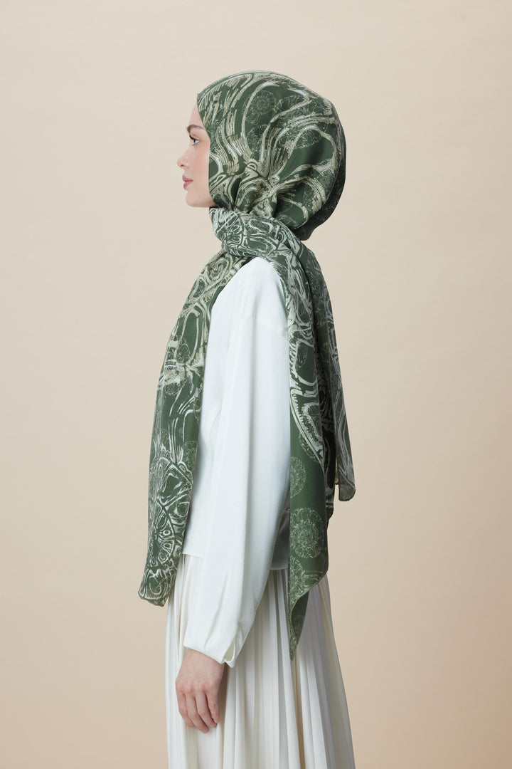 Maisa FASL PAMUK İPEK ŞAL 70*190 CM - HAKİ