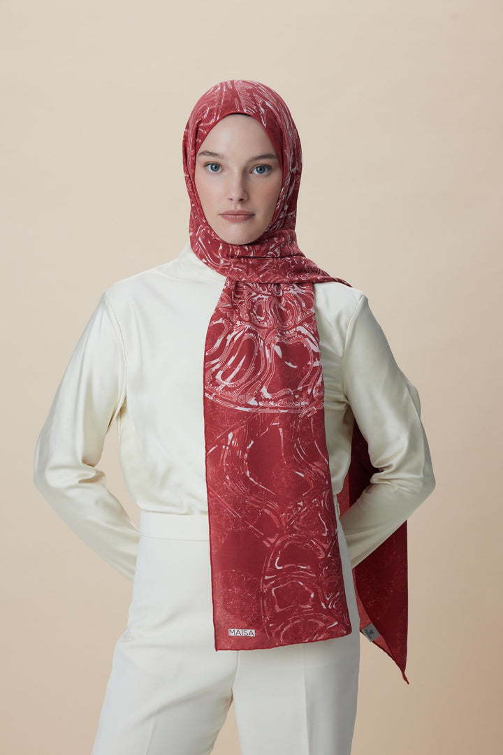 Maisa FASL PAMUK İPEK ŞAL 70*190 CM - KİREMİT