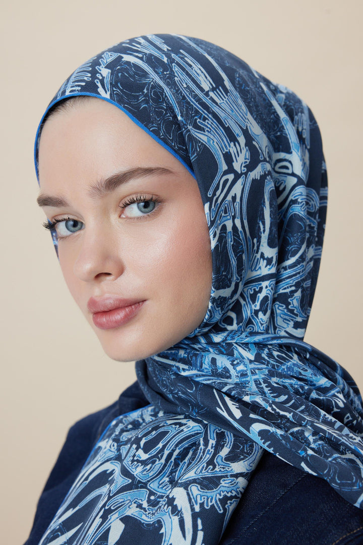 Maisa FASL PAMUK İPEK ŞAL 70*190 CM - LACİVERT
