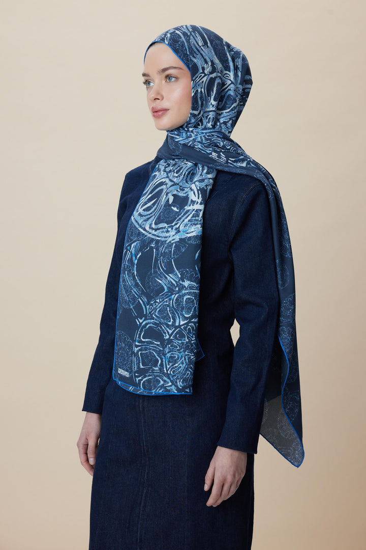 Maisa FASL PAMUK İPEK ŞAL 70*190 CM - LACİVERT
