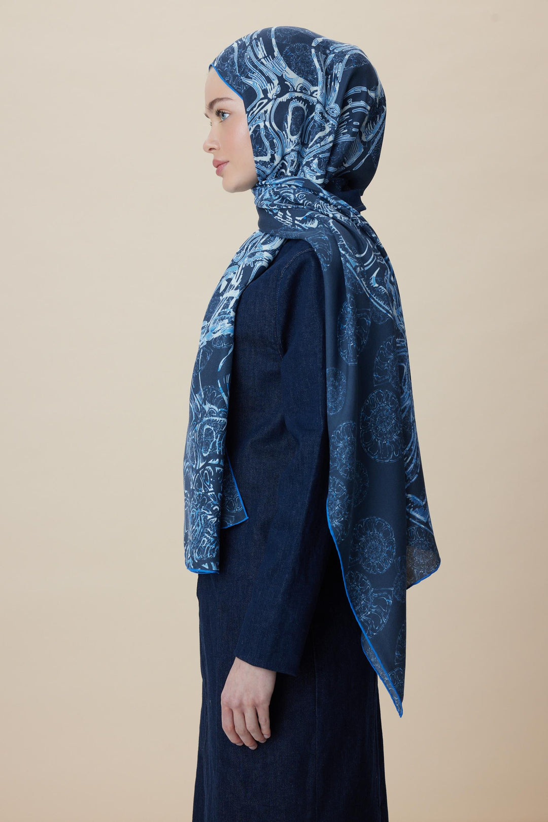 Maisa FASL PAMUK İPEK ŞAL 70*190 CM - LACİVERT