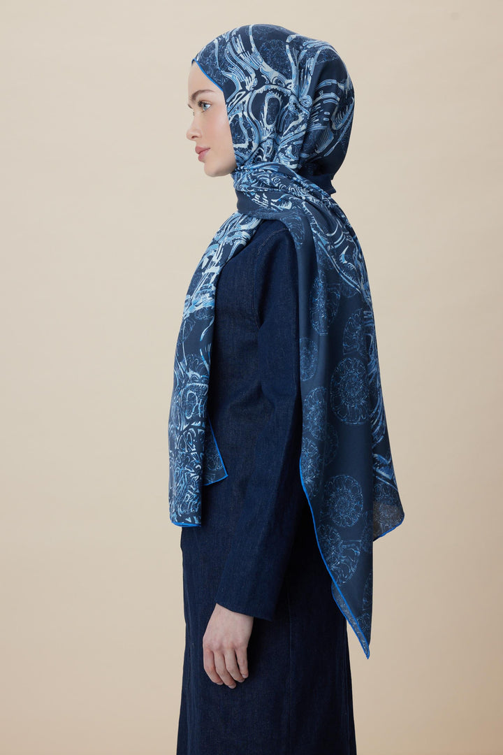 Maisa FASL PAMUK İPEK ŞAL 70*190 CM - LACİVERT