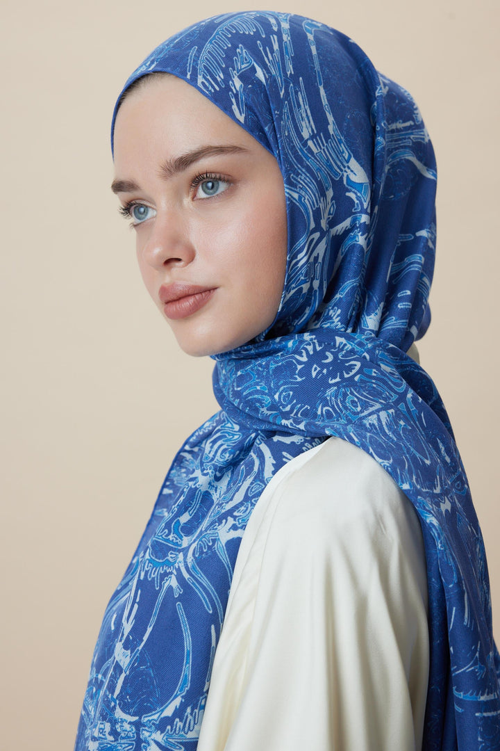 Maisa FASL PAMUK İPEK ŞAL 70*190 CM - MAVİ