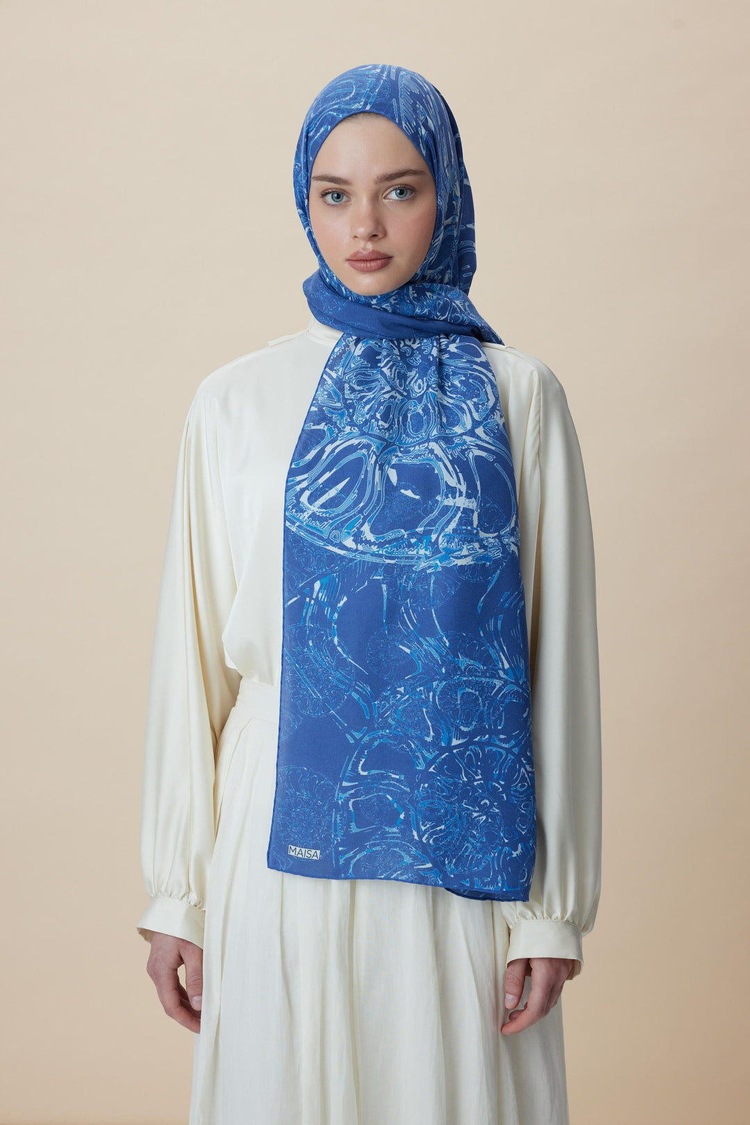 Maisa FASL PAMUK İPEK ŞAL 70*190 CM - MAVİ