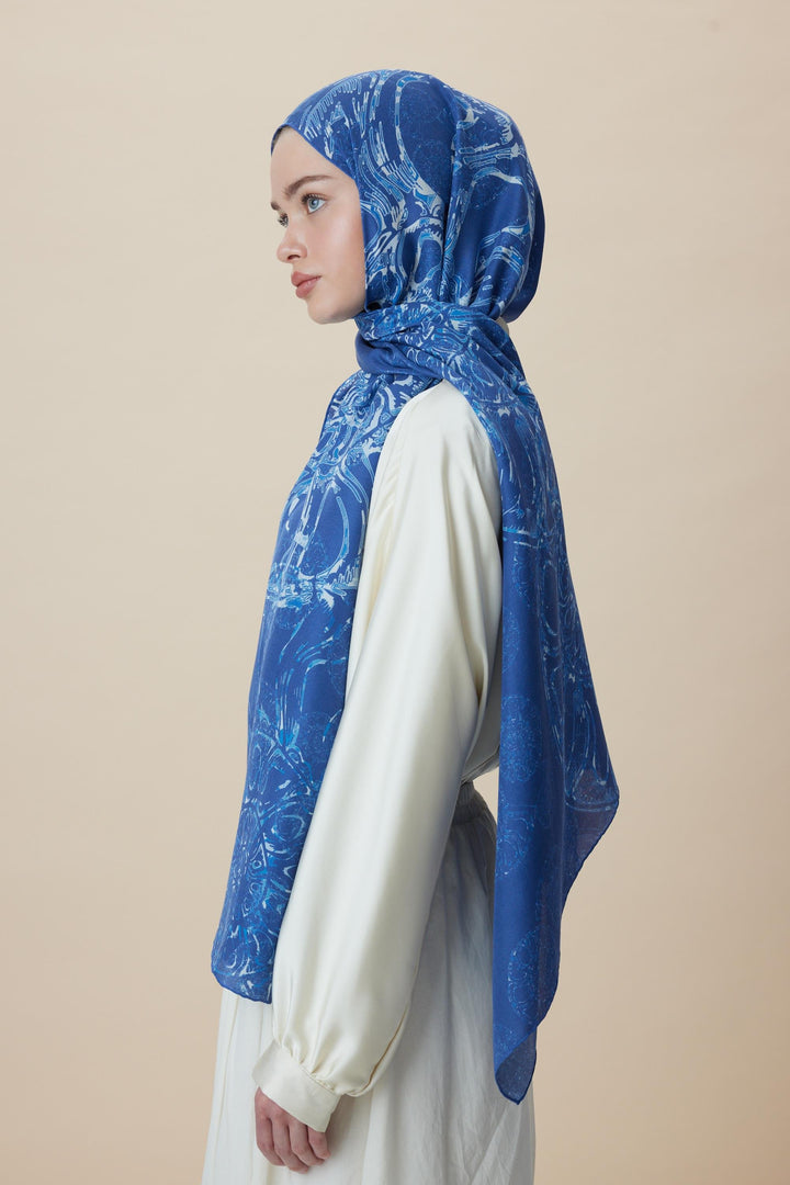 Maisa FASL PAMUK İPEK ŞAL 70*190 CM - MAVİ