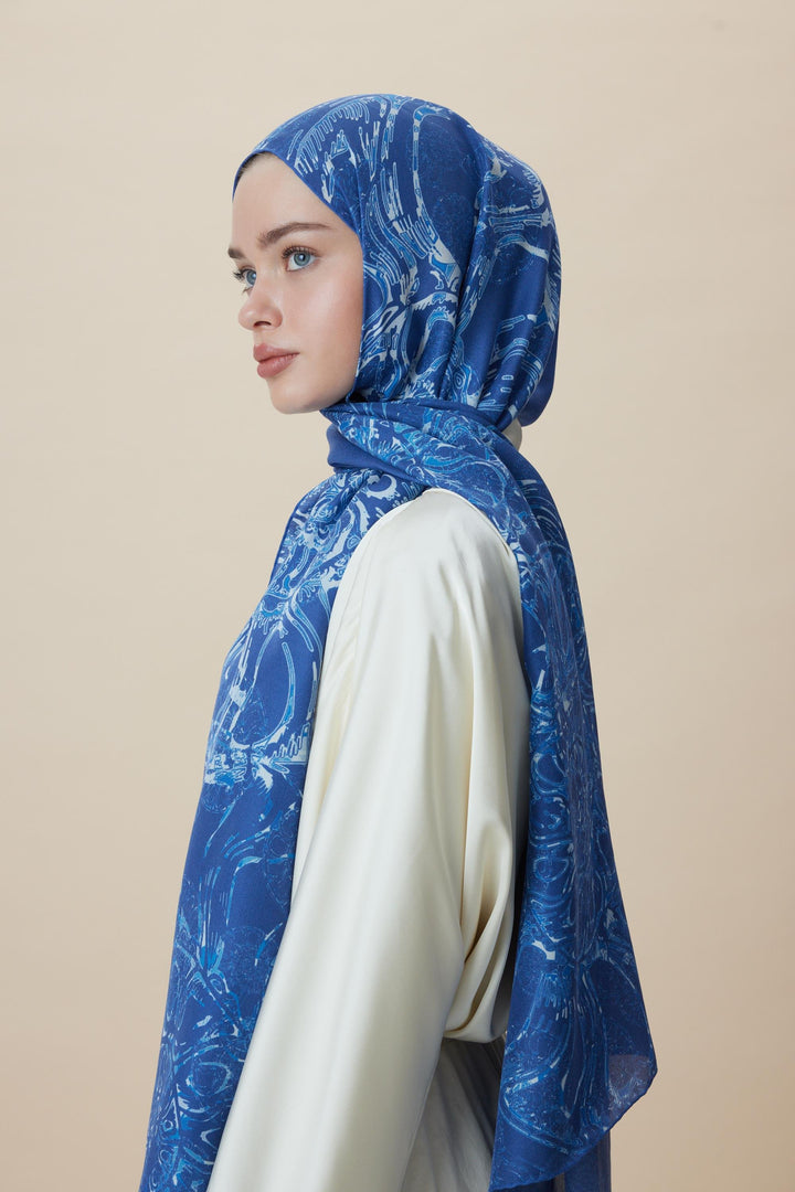 Maisa FASL PAMUK İPEK ŞAL 70*190 CM - MAVİ