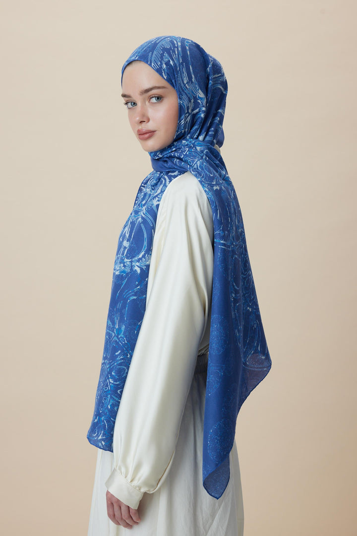 Maisa FASL PAMUK İPEK ŞAL 70*190 CM - MAVİ