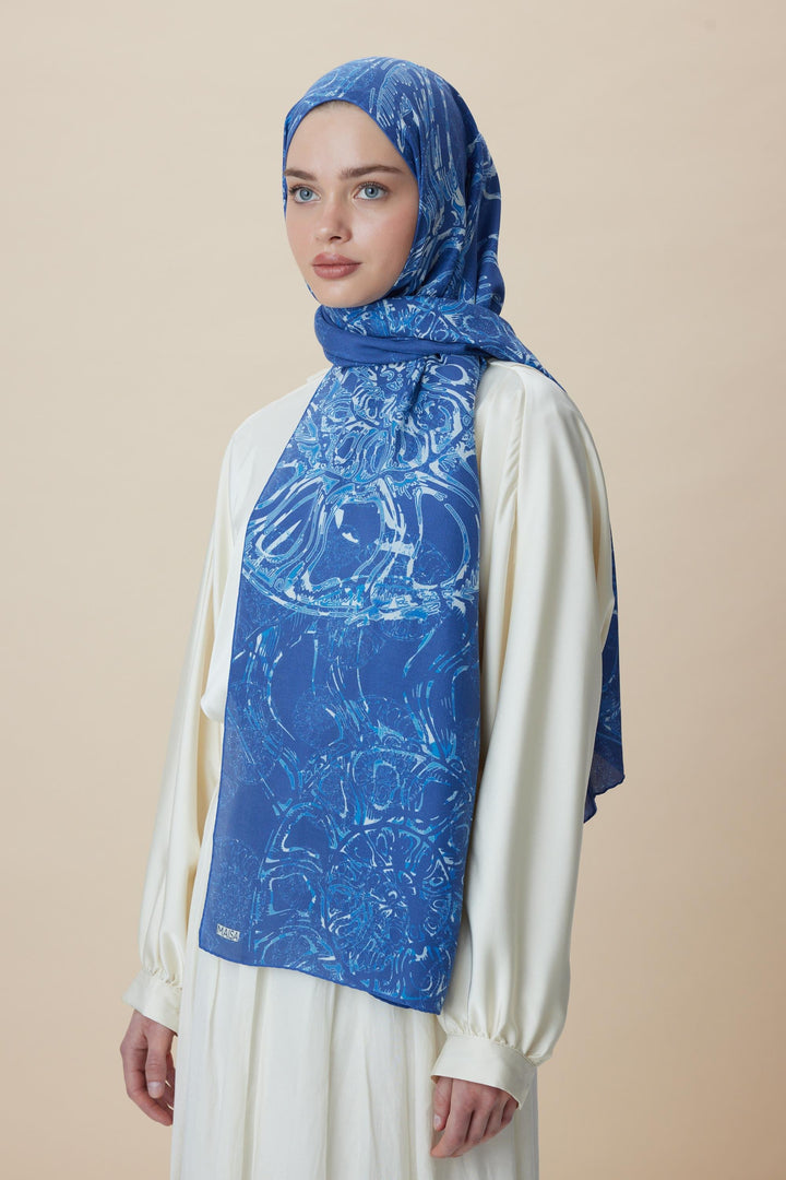 Maisa FASL PAMUK İPEK ŞAL 70*190 CM - MAVİ