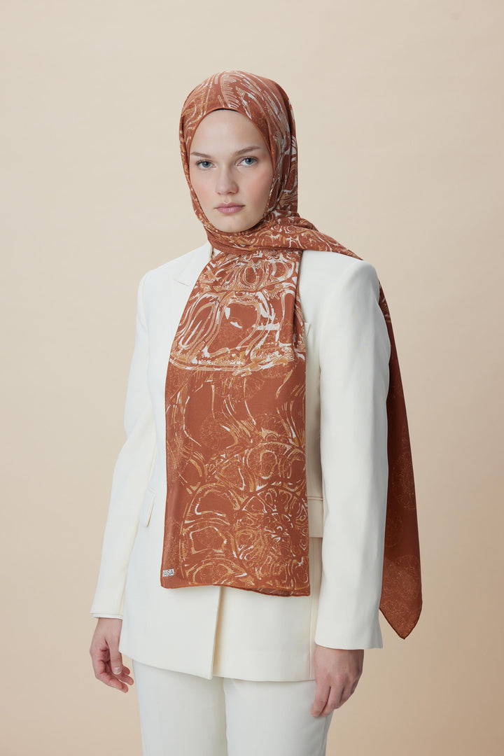 Maisa FASL PAMUK İPEK ŞAL 70*190 CM - TARÇIN