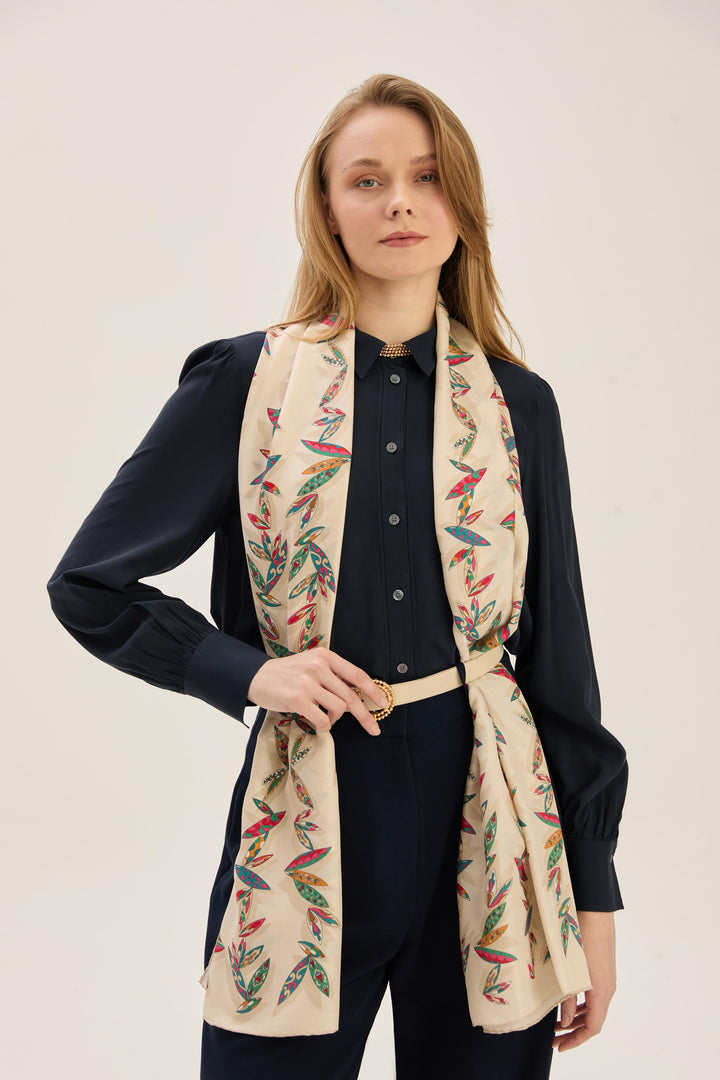 Maisa Fer Pamuk İpek Şal - Camel